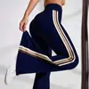 Novo Calça de Yoga Casual Micro-Flare Transfronteiriça Cintura Alta Elástica Pilates Esportes Controle da Barriga Alongadora de Pernas Secagem Rápida Calça Flare