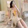 Pijama Sling de Estilo Coreano Transfronterizo para Mujer de Dos Piezas Casual de Dibujos Animados para Estudiante Chica Seda de Leche Comercio Exterior Ropa para el Hogar