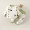 Roupas de Bebê 40g Conjunto Dividido Acolchoado para Recém-Nascido Espessado Roupas de Outono e Calça Longa Conjunto de Duas Peças Categoria Bebê a Pijama