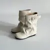 Hebilla de cinturón estilo coreano, botas de moda apiladas para mujer, nuevo modelo de otoño 2026, que aumentan la altura, adelgazantes, de punta redonda, hasta la pantorrilla, botas de moda