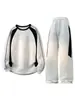Sudadera Deportiva Rayada de Primavera y Otoño Estilo Nuevo Pantalones Casuales Rectos Sueltos Traje de Dos Piezas para Hombre Estilo Simple