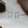 Pendientes Personalizados de Plata S925 con Aguja de Plata y Circonita Microincrustada para Mujer Diseño de Nicho Pendientes Geométricos en Forma de C Pendientes Exquisitos para el Día a Día