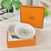 Fabricante Ouge Venta al por mayor Platos de Porcelana de Hueso, Platos Hondos Simples con Marca H, Platos de Arroz, Regalos Minimalistas de Lujo para Inauguración de Casa