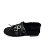 Zapatos Mary Jane de terciopelo engrosado con hebilla 2026 para mujer, otoño e invierno, retro, nuevos, puntera redonda, lazo, zapatos de una sola pieza, aumento de altura interior