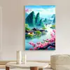 Source de la Flor de Durazno Paisaje Punto de Cruz 20234 Bordado con Hilo Sala de Estar Piezas Pequeñas Informal Versión Vertical Entrada Bordado a Mano