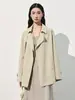 26 Nuevos Gabardinas de Seda de Color Sólido de Gama Alta para Primavera y Verano para Mujer, Abrigo Casual Elegante de Longitud Media al por Mayor