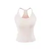 Camisola Deportiva de Yoga con Cuello en U y Almohadillas en el Pecho, Camiseta sin Mangas Elástica con Espalda Cruzada, Nuevo Top Corto Ajustado de Verano Estilo Chica Caliente