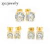 Aretes de Cobre Chapados en Oro de 18 Quilates con Electrochapado de Oro Real, Estilo Sencillo, Joyería de Moda al por Mayor con Incrustaciones de Piedras Preciosas, Venta Caliente Transfronteriza, en Stock