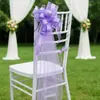 Decorações de Renda Branca com Laços Transfronteiriços para Casamentos na Igreja, Atmosfera de Casamento, Guias de Estrada ao Ar Livre, Flores para Encosto de Cadeira de Carro de Casamento