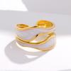 Anillo de acero de titanio con apertura de gota de aceite transfronteriza europea y americana para mujer, estilo Ins simple, anillo de acero inoxidable chapado en oro ligero de alta gama de lujo.