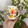Taza de Cerámica Estilo Graffiti Linda, Taza de Café Grande para Pareja, Alto Valor Estético, Regalo para Mejores Amigos