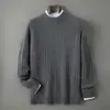 Suéter 100% cachemira, nuevo estilo otoño e invierno, jersey de punto trenzado de cuello redondo para hombre, suéter básico de punto simple, suéter cálido