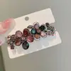 Nuevo Estilo Pinza para el Cabello para Mujer con Flores de Colores, Pinza de Primavera con Pedrería, Pinza Horizontal para Cola de Caballo a Medio Recoger, Accesorio para el Cabello