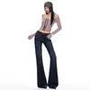 Jeans para Mujer Otoño Nuevo Bordado de Bigotes de Gato Estilo Retro Americano Personalidad No Aprietan las Piernas Elásticos Ajustados Pierna Ancha Largos