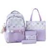 Mochila a cuadros de nuevo estilo, fresca y bonita, con diseño de oso de dibujos animados, a la moda, de colores a juego, para niñas, mochila escolar para estudiantes de secundaria
