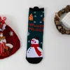 Calcetines de Comercio Exterior Transfronterizo para Mujer, Calcetines Navideños Populares de Amazon, Calcetines de Media Pantorrilla, Papá Noel, Muñeco de Nieve, Reno, Calcetines Rojos