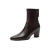 Botines cortos de moda estilo británico para mujer de 6 cm, nuevo modelo otoño e invierno 2026, punta fina, tacón grueso, cremallera trasera, botas ajustadas para mujer
