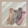 Calcetines de Invierno Transfronterizos Estilo Japonés Engrosados Cálidos Color Sólido Pelo de Conejo para Mujer Ins Delgados Rayados Volteables de Caña Media Lana Apilados