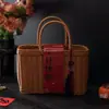 Canasta tejida a mano para hornear repostería, tamales del Festival del Bote del Dragón, empaque de huevo de pato salado, caja vacía para regalo de cumpleaños, boda y celebración