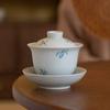 Cuenco Sancai antiguo verde pintado a mano, juego de té de kung fu con orquídea, taza de té esmaltada, taza pequeña con tapa pintada a mano, taza pequeña Literati