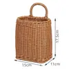 Cesta de Armazenamento Tecida de Rattan Sintético Prateleira de Armazenamento Decoração de Cozinha Banheiro Cesta de Parede para Flores Armazenamento Cesta de Lavar Cesta de Parede para Gengibre e Alho
