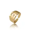Joyería europea y americana moda creativa anillo de 26 letras inglesas dorado apertura ajustable anillo de temperamento para dama