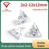 Fabricante de Wuzhou Atacado Triângulo Retângulo Zircônia Branca Pedra Crua Superfície do Anel Triângulo Reto Zircônio Branco Cz Artificial Hao Shi