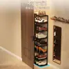 Zapatero de entrada para interiores, multicapa, diseño estrecho, adecuado para espacios pequeños, elegante y ahorrador de espacio para guardar zapatos