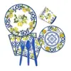 Platos Desechables Azules y Blancos Transfronterizos, Servilletas, Juegos de Vajilla, Decoraciones para Fiestas de Cumpleaños, Artículos para Poner la Mesa