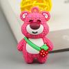 Chaveiro de boneca de urso de morango vermelho cibernético, pingente de boneca de urso, corrente de pendurar para carro, bolsa escolar pequena, presente de joias penduradas