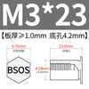 Poste de tuerca remache de acero inoxidable para agujero ciego BSOS-M3, agujero inferior 4.2, remache hexagonal de cabeza plana para chapa metálica