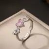 Anillo de Mariposa Amor Nuevo Transfronterizo Completo de Diamante para Mujer Anillo de Zirconia de Color Abierto Ajustable de Gama Alta Venta al por Mayor