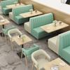 Venda direta de fábrica atacado lazer simples madeira maciça ferro loja de milk tea restaurante assento de cartão sofá mesa e cadeira conjunto combinado