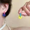 Pendientes coreanos con hebilla de oreja y flor de color en contraste de dopamina para mujer, bonitos y dulces, de verano 2025, nuevos y pequeños.