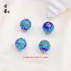 Contas Redondas Esmaltadas em Cloisonné de Cobre Puro Contas Espaçadoras de Gotejamento de Esmalte Contas Azul Queimado Contas para Pulseira Colar DIY Contas Soltas Venda por Atacado