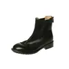 Botines Chelsea de piel lavada texturizada estilo británico 2026 invierno tacón bajo punta redonda para ir al trabajo piel auténtica tobilleras para mujer