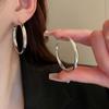 Aretes de Círculo Delgado Estilo Similar a Yin Tao para Mujer 2024 Nueva Moda Nicho Estilo Frío Metálico Elegantes Aretes de Chica Hot
