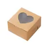 Caja Cuadrada para Pastel de Papel Kraft Transfronteriza con Ventana Recortada, Caja de Papel para Dulces, Macarons, Donas, Caja de Embalaje de Cartulina Blanca