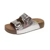 Sandalias Birkenstock de Cuero Grueso con Hebilla de una Sola Tira para Mujer, Novedad de Primavera, Calzado Exterior que Aumenta la Altura, Antideslizantes, Casuales, para Playa