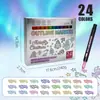 Set de Plumas de Contorno Doble Línea Transfronterizo para Estudiantes, Plumas para Diario DIY, Plumas Marcadoras de Bendición para Tarjetas de Felicitación Navideñas, Plumas Marcadoras con Purpurina
