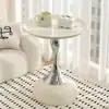 Mesa auxiliar de lujo ligera para sofá, mesa de centro pequeña para sala de estar, mesa auxiliar vintage, mesa de noche de hierro forjado, mesa redonda pequeña para balcón