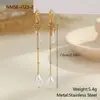 Pendientes de Perla Imitación Barroca de Lujo Accesible Transfronterizos Pendientes Largos con Flecos de Acero Inoxidable Chapados en Oro de 18K Pendientes de Diseño