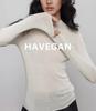 Camisa de Base Tricotada Meia-Gola Havegan/Lã Feminina Sem Costura Peça Única Macia e Sedosa Outono e Inverno Novo Estilo