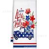 Amazon Explosiones Día de la Independencia Paño de Cocina Impresión de Enano Estrella Decoración Patriótica Raya Estrella Corazón Paño de Cocina