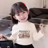 Camisetas de Manga Longa com Gola Alta Meia-Estação Outono/Inverno para Meninas, Camisetas Básicas para Crianças e Bebês, Tops de Veludo Modernos e Fofos