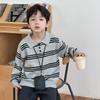 Polo de Punto Elegante con Bloques de Color Otoño 2026 Aimo Beibei para Niños y Niñas, Suéter de Punto Rayado con Cuello Estilo Academia