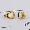 Pendientes de acero de titanio con forma de corazón hueco para mujer, tendencia de moda europea y americana, temperamento geométrico, lindos pendientes de estudiante al por mayor