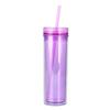 Taza de Agua de Moda Estilo Ins Europeo y Americano Taza Delgada de Doble Capa con Popote Taza Transparente Recta con Popote Taza de Agua de Doble Capa
