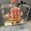 Caja de Regalo de Dinero de Acrílico Transparente, Caja Cuadrada para Flores, Caja DIY 520 Día de San Valentín, Personalización de Caja de Regalo de Dinero