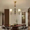 Lámpara Colgante de Tela Luz de Sala de Estar Estilo Mid-Century Luz de Comedor Diseñador Francés Retro Lirio del Valle Luz de Madera Maciza Hierro Sin Escrúpulos